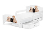  Wooden bed for children with 140 x 70 mattress - SMART - Puppies UV print