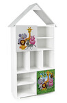 White and gray wooden house bookcase with 10 compartments - Super Cottage - Jungle Animals