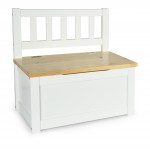 Wooden toy box with a bench - Pola - WHITE/PINE