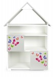 White and gray wooden house bookcase with 6 compartments - Little Cottage - Butterflies