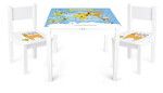 Wooden table with two chairs set - Yeti - World Map