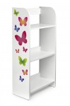 White wooden bookcase - 3 shelves - Butterflies