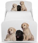 Wooden bed for children - Puppies UV print - with a 140x70 mattress