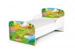 Wooden bed for children - Dino UV print - with a 140x70 mattress