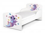 Wooden bed for children - Little Dragon UV print - with a 140x70 mattress