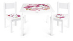 Wooden table with two chairs set - Yeti - Pink Unicorn
