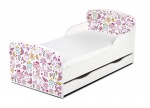 Wooden bed for children - Princess Dreams UV print - with a drawer and 140x70 mattress