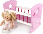 White and pink wooden doll cradle+ soft doll A