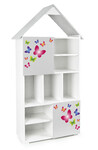 White and gray wooden house bookcase with 10 compartments - Super Cottage - Butterflies
