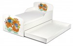Wooden bed for children - Animals Ark UV print - with a drawer and 140x70 mattress