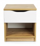 Modern cabinet nightstand with a drawer - Walnut / White