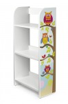White wooden bookcase - 3 shelves - Owls