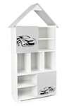 White and gray wooden house bookcase with 10 compartments - Super Cottage - Sport Car