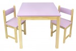 Wooden table with two chairs - Pink
