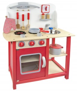 Red wooden kitchen - Red Classic -  with accessories