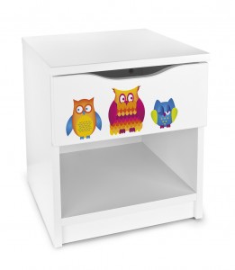 Modern cabinet nightstand with a drawer - Owls