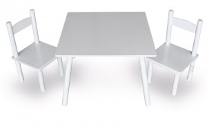 White Wooden Table and Chairs