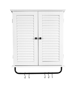 White wall-mounted cabinet with black rail and hangers MEGHAN 