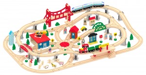 Deluxe wooden train set - 130 elements